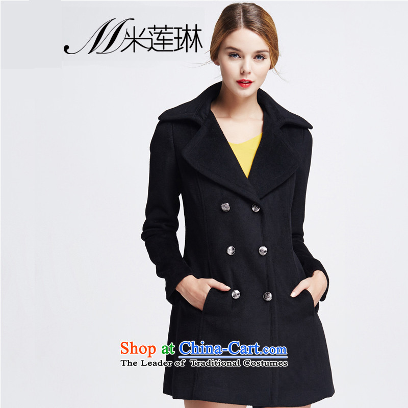 M Lin Lin Mao-coats women 2015? of autumn and winter in long jacket, a wool coat MN033 female black S code
