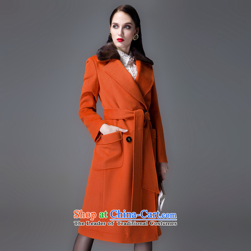 Thus Chu YFL headquarters women 2015 new autumn and winter coats female Autumn and Winter Sweater,high-end woolen coat, Water Sable Hair collar windbreaker gross coats orange M? Or Lun (yfl headquarters) , , , shopping on the Internet