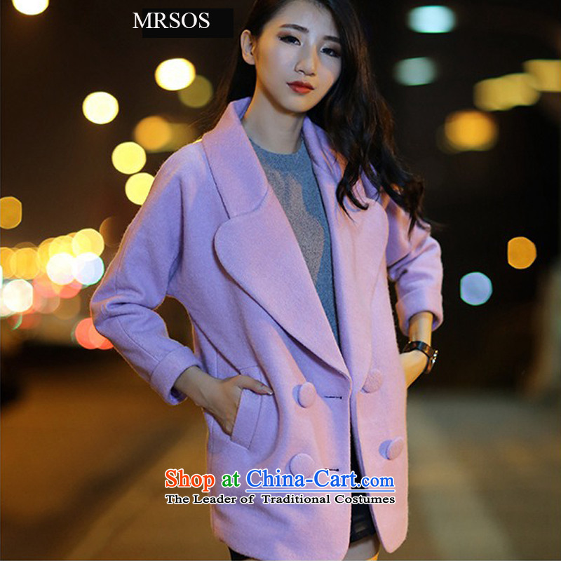  Load the autumn autumn and winter MRSOS load new Korean girl who decorated in double-long hair? a jacket coat female MY02 Purple M