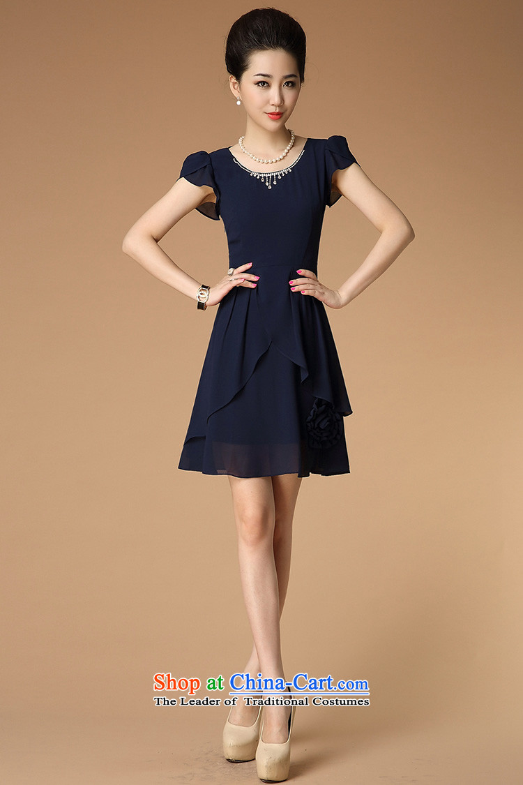 Ainu  2015 Summer new women's larger commuter temperament OL Blue Foutune of video thin A field chiffon dresses Summer  1376 Blue XL Photo, prices, brand platters! The elections are supplied in the national character of distribution, so action, buy now enjoy more preferential! As soon as possible.