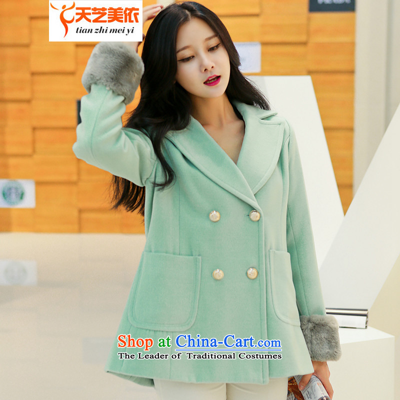 According to the 2014 days Ji-mi autumn and winter new Korean citizenry? jacket gross Sau San girl in long hair? jacket?1073?Green 4 M