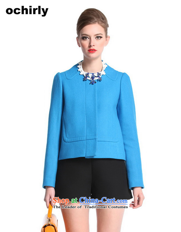 The new Europe, ochirly women's temperament pure color stitching loose long-sleeved jacket 1143342030 gross? lake M_165_88a_ Blue 640