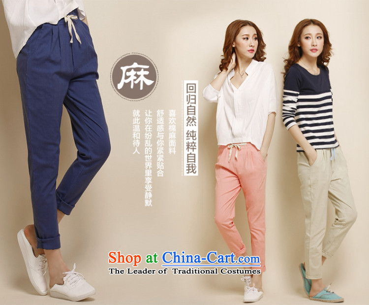 Morning to load the new 2015 Autumn Korean Version to increase women's code thick mm loose wild linen pants casual pants video thin Harun trousers cotton linen pants trousers Castor Denim blue 5XL( recommendations 170-185 catty) Picture, prices, brand platters! The elections are supplied in the national character of distribution, so action, buy now enjoy more preferential! As soon as possible.