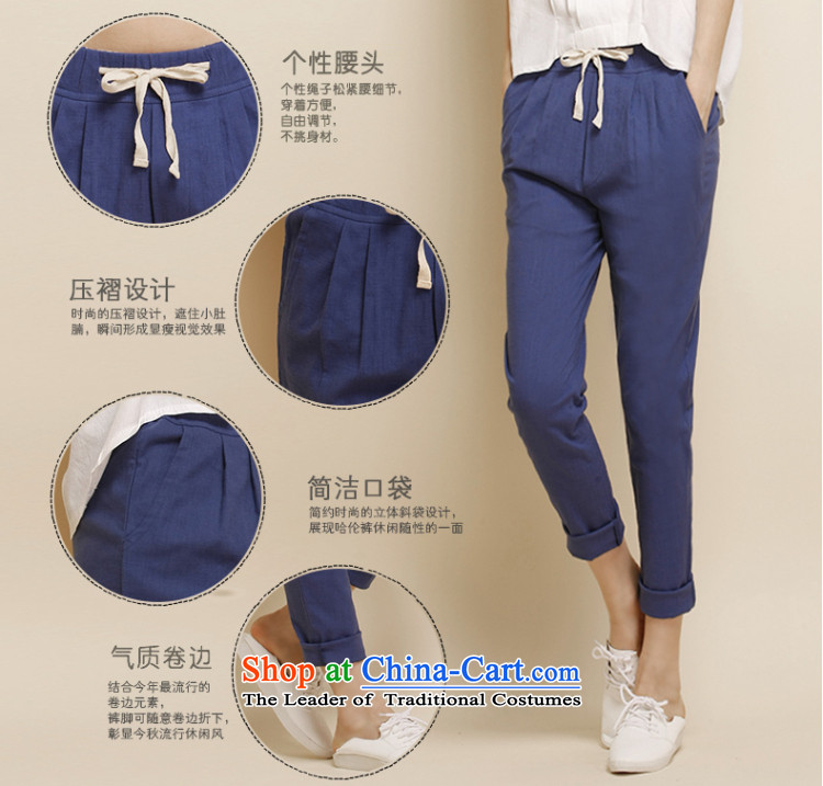 Morning to load the new 2015 Autumn Korean Version to increase women's code thick mm loose wild linen pants casual pants video thin Harun trousers cotton linen pants trousers Castor Denim blue 5XL( recommendations 170-185 catty) Picture, prices, brand platters! The elections are supplied in the national character of distribution, so action, buy now enjoy more preferential! As soon as possible.