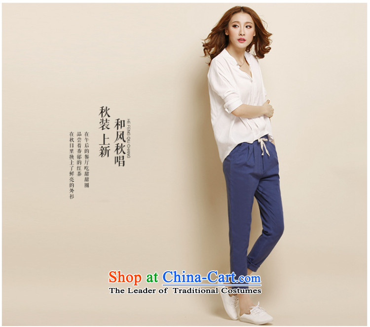 Morning to load the new 2015 Autumn Korean Version to increase women's code thick mm loose wild linen pants casual pants video thin Harun trousers cotton linen pants trousers Castor Denim blue 5XL( recommendations 170-185 catty) Picture, prices, brand platters! The elections are supplied in the national character of distribution, so action, buy now enjoy more preferential! As soon as possible.