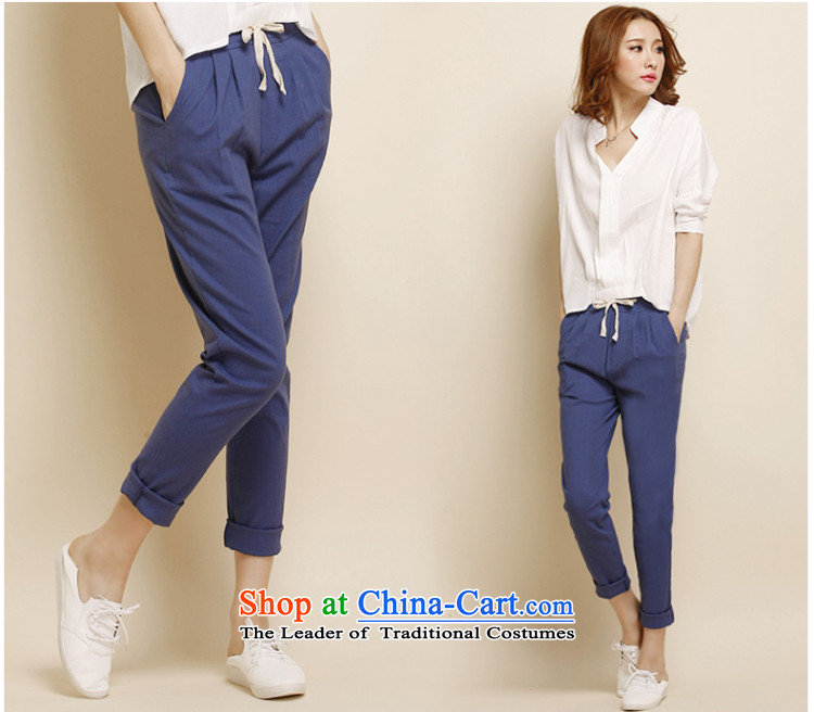 Morning to load the new 2015 Autumn Korean Version to increase women's code thick mm loose wild linen pants casual pants video thin Harun trousers cotton linen pants trousers Castor Denim blue 5XL( recommendations 170-185 catty) Picture, prices, brand platters! The elections are supplied in the national character of distribution, so action, buy now enjoy more preferential! As soon as possible.