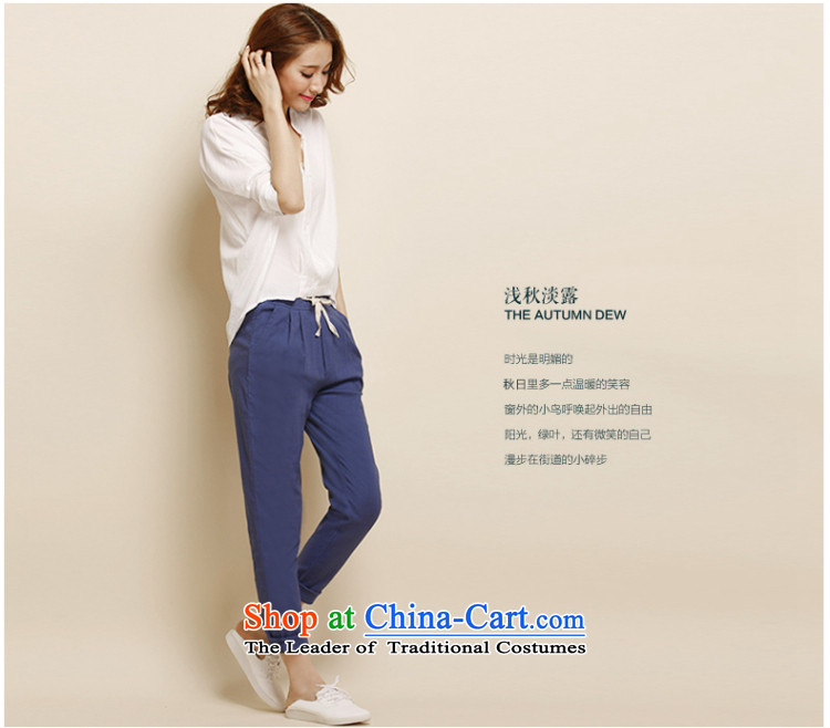 Morning to load the new 2015 Autumn Korean Version to increase women's code thick mm loose wild linen pants casual pants video thin Harun trousers cotton linen pants trousers Castor Denim blue 5XL( recommendations 170-185 catty) Picture, prices, brand platters! The elections are supplied in the national character of distribution, so action, buy now enjoy more preferential! As soon as possible.