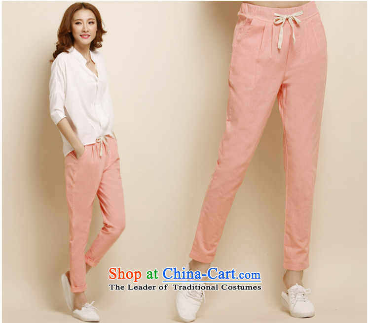 Morning to load the new 2015 Autumn Korean Version to increase women's code thick mm loose wild linen pants casual pants video thin Harun trousers cotton linen pants trousers Castor Denim blue 5XL( recommendations 170-185 catty) Picture, prices, brand platters! The elections are supplied in the national character of distribution, so action, buy now enjoy more preferential! As soon as possible.
