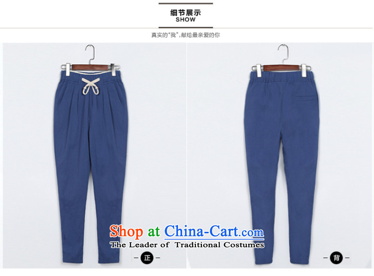 Morning to load the new 2015 Autumn Korean Version to increase women's code thick mm loose wild linen pants casual pants video thin Harun trousers cotton linen pants trousers Castor Denim blue 5XL( recommendations 170-185 catty) Picture, prices, brand platters! The elections are supplied in the national character of distribution, so action, buy now enjoy more preferential! As soon as possible.