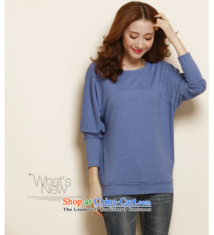 Morning to load the new 2015 Autumn Korean Version to increase women's code thick mm long-sleeved T-shirt female long loose bat sleeves shirt Denim blue blouse, forming the basis for a catty 190-210) 5XL( picture, prices, brand platters! The elections are supplied in the national character of distribution, so action, buy now enjoy more preferential! As soon as possible.