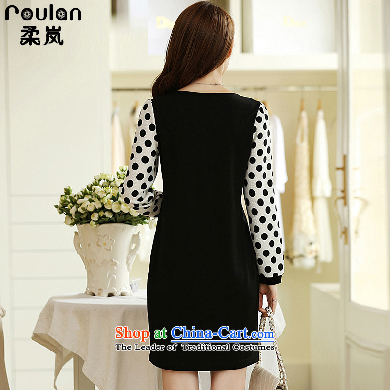 Sophie sponsors to increase women's thick MM2015 codes fall for women new Korean female wave point long-sleeved dresses 2684 Black XXXL, Sophie (ROULAN included) , , , shopping on the Internet