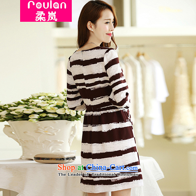 In the autumn of 2015, Sophie female new Korean Edition to increase the number of women with thick MM thin stripes graphics stylish long-sleeved dresses, 2,668 female picture color XL, Sophie (ROULAN included) , , , shopping on the Internet