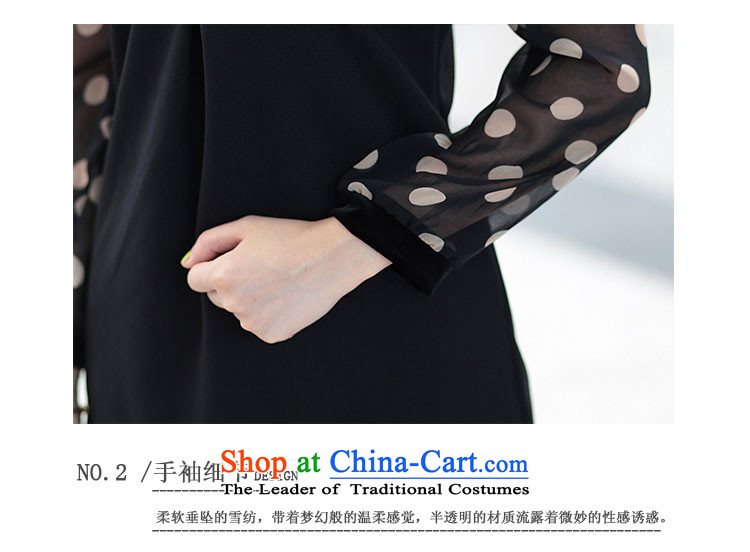 Rui Mei to to increase women's code 2015 Autumn new mm thick people) thick video thin waves point Sau San chiffon stitching long-sleeved dresses 3070 Black 3XL(140 catty-150 catty through pictures), prices, brand platters! The elections are supplied in the national character of distribution, so action, buy now enjoy more preferential! As soon as possible.