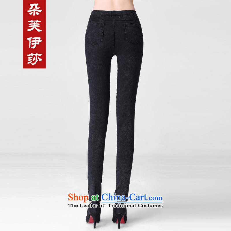 Flower to Isabelle 2015 Korean new four-sided high pop-large graphics skinny legs trousers Jeans Wear trousers , black trousers D7148 female to Flower (dufflsa Isabelle) , , , shopping on the Internet