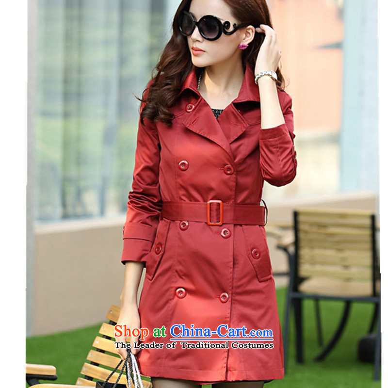 Replace the Spring and Autumn period the new 2015 sister mm thick to xl wind jacket in long thin thick MM Sau San video larger windbreaker female double-jacket red L recommendations 90-120, Smity minor shopping on the Internet has been pressed.