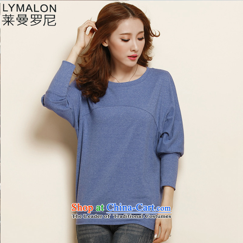 The lymalon lehmann thick, Hin thin 2015 autumn the new Korean version of large numbers of ladies loose bat sleeves round-neck collar solid color T-shirt Y1127 Rust Red 5XL, Lehmann Ronnie (LYMALON) , , , shopping on the Internet