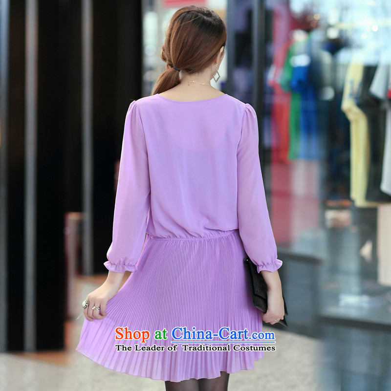 So clearly to xl female thick mm2014 early autumn replacing Korean thick sister lace video thin long-sleeved like Susy Nagle dresses S2643 elegant purple pixel staff (smeilovly XL,....) shopping on the Internet