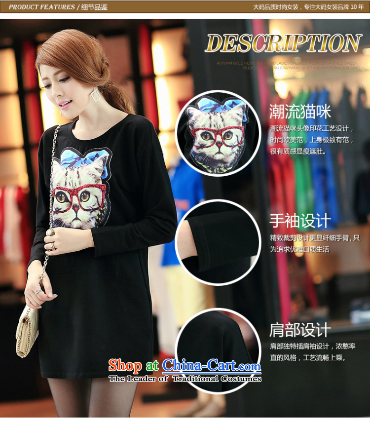 So clearly to xl women 200 catties mm2014 thick autumn boxed version Korea kitten alike stamp loose cotton long-sleeved dresses S2690  2XL Photo Black, prices, brand platters! The elections are supplied in the national character of distribution, so action, buy now enjoy more preferential! As soon as possible.