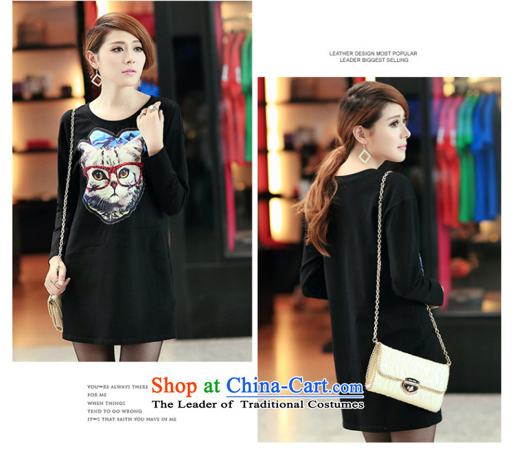 So clearly to xl women 200 catties mm2014 thick autumn boxed version Korea kitten alike stamp loose cotton long-sleeved dresses S2690  2XL Photo Black, prices, brand platters! The elections are supplied in the national character of distribution, so action, buy now enjoy more preferential! As soon as possible.