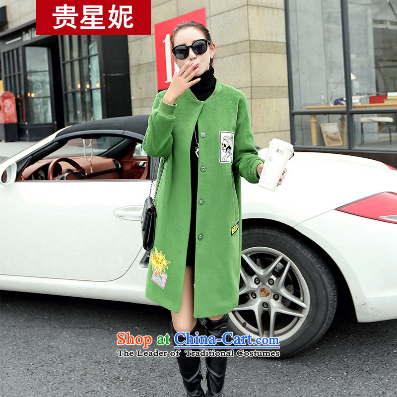 The Star Ni 2015 Women's new collar fit sub-coats Korean tweed lenient in large long hair white jacket is female , L, The Star Ni , , , shopping on the Internet