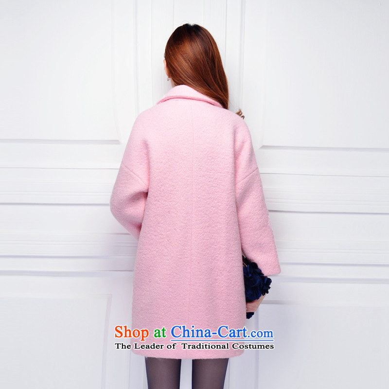 The Champs Elysees shadow gross girls jacket? Long Wool Velvet a wool coat autumn and winter new Korean Wave Small incense aristocratic pink S, incense shadow stylish (XIANGYING) , , , shopping on the Internet