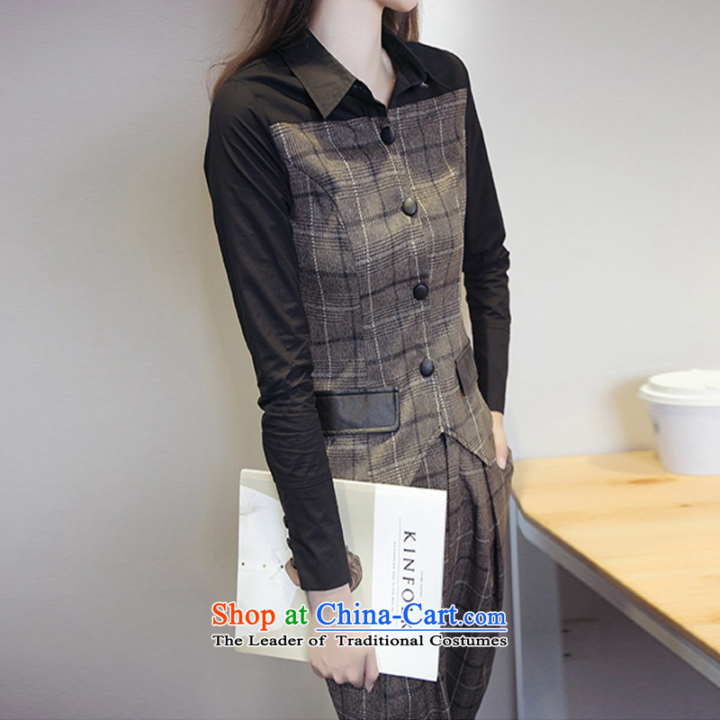 The first declared as thick mm to increase women's code during the spring and autumn new Korean Sau San two kits long-sleeved shirt shirt + Harun Pants length pants 7354/ Brown 2XL around 922.747 paras. 135-145, purple long declared shopping on the Intern