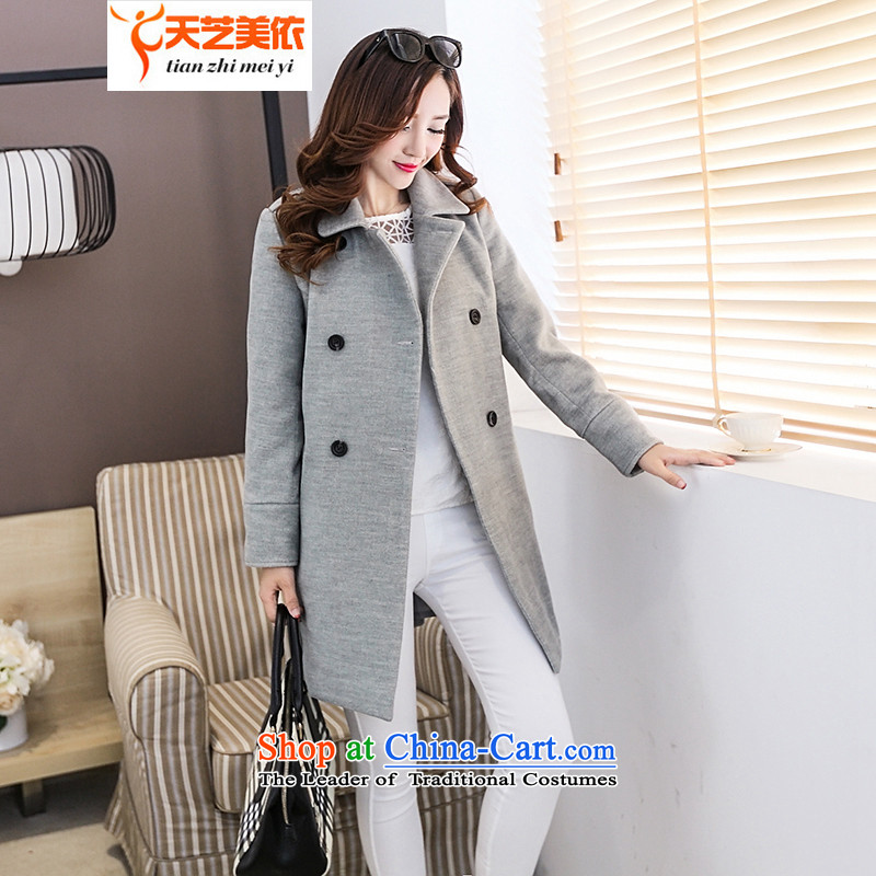 According to the2014 days Ji-mi autumn new products in Korea long-jacket_? female gross?In 8880 GrayL Jacket