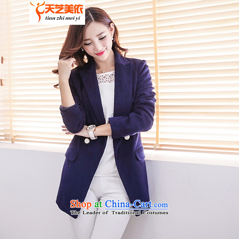 According to the2014 days Ji-mi autumn new products in Korean sweet Sau San long gross?? jacket coat female stylish 8883 navy blueM