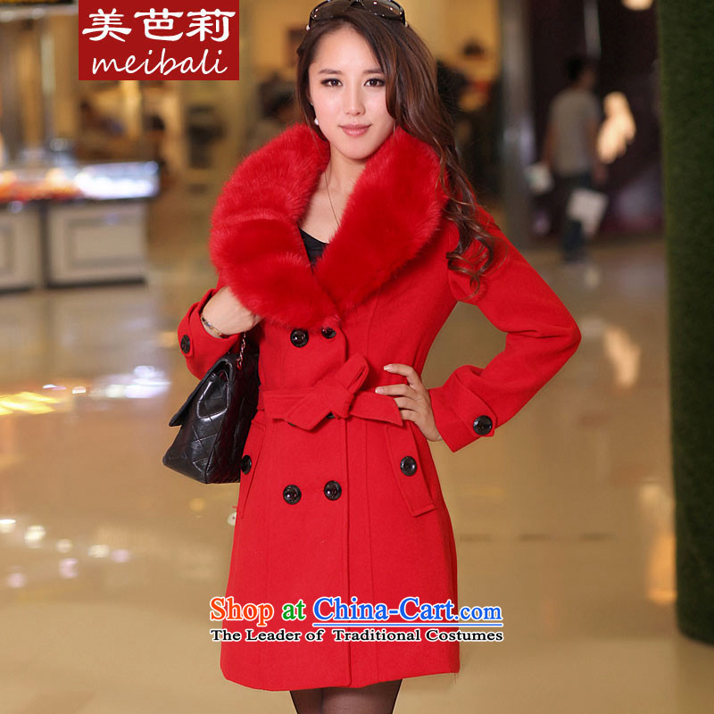 The United States and the spring 2015 Li won the new version in the double-long nagymaros collar thick hair? 918 female red?XXXL Jacket