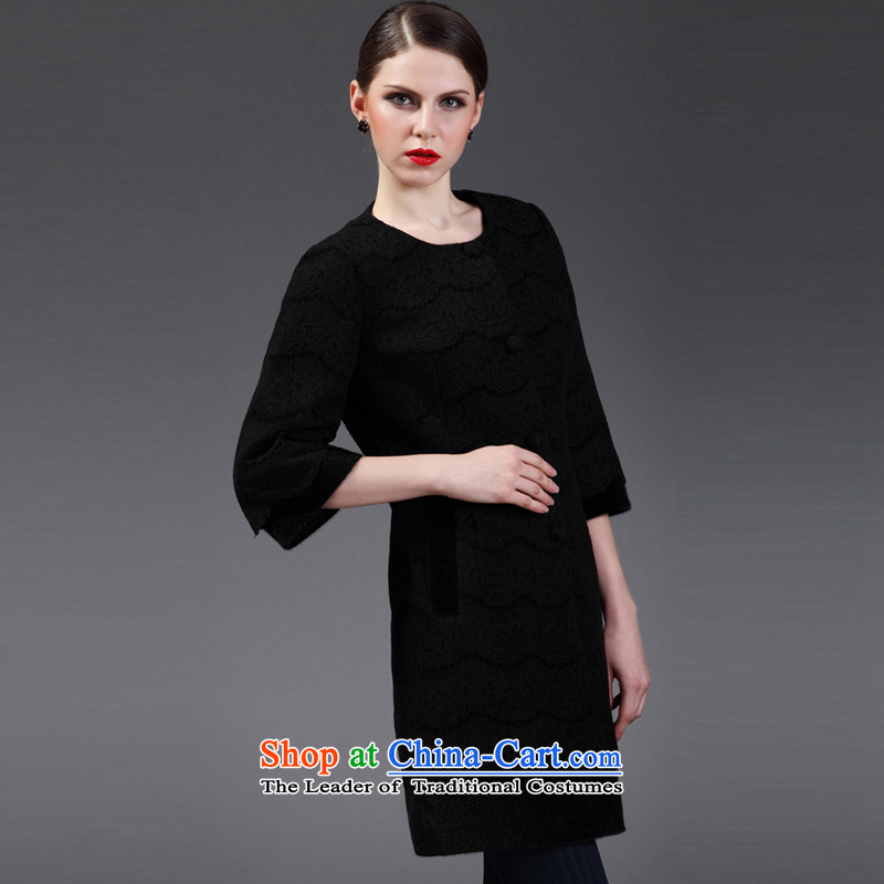 Marguerite Hsichih maxchic 2015 autumn and winter, round-neck collar 7 Cuff flocking fleece of Sau San lace jacket coat 12642 gross? black S, Princess (maxchic Hsichih shopping on the Internet has been pressed.)