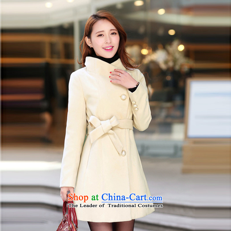 The Star Ni gross? 2015 autumn and winter coats female Korean red cloak? female breast gross in long a wool coat jacket m White?M?