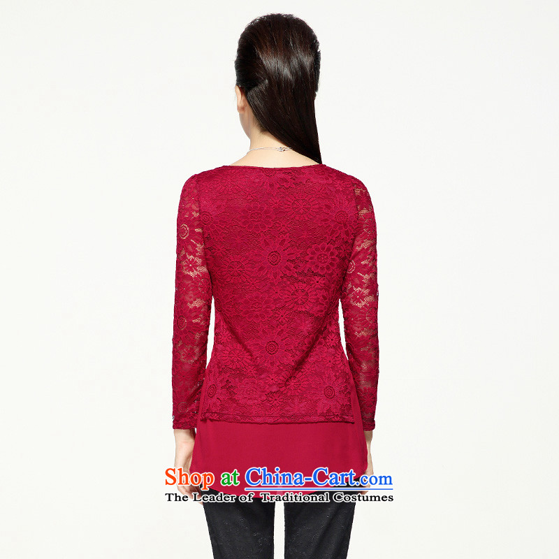 The former Yugoslavia Migdal Code women 2015 Autumn new women thick mm winter chiffon lace loose larger t-shirts, forming the Netherlands 200 catties thick sister 43392 Red pre-sale 6XL, shipping Small Mak 12.12 shopping on the Internet has been pressed.