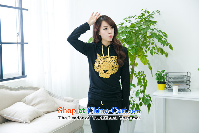 2015 new women's early autumn large kit fat mm package to increase long-sleeved leisure Korean American sports wear sweater large fat mm Spring Kit black gold XXXL picture, prices, brand platters! The elections are supplied in the national character of distribution, so action, buy now enjoy more preferential! As soon as possible.