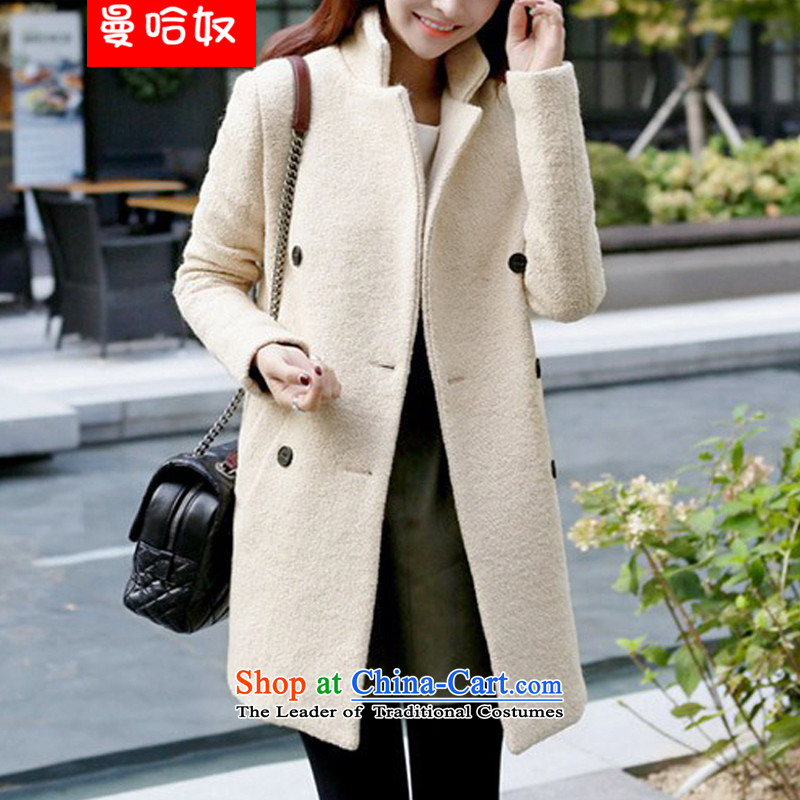 Manhattan slavery 2015 autumn and winter New Women Korean Sau San video thin double-in long wool coat gross? coats? m WhiteXL