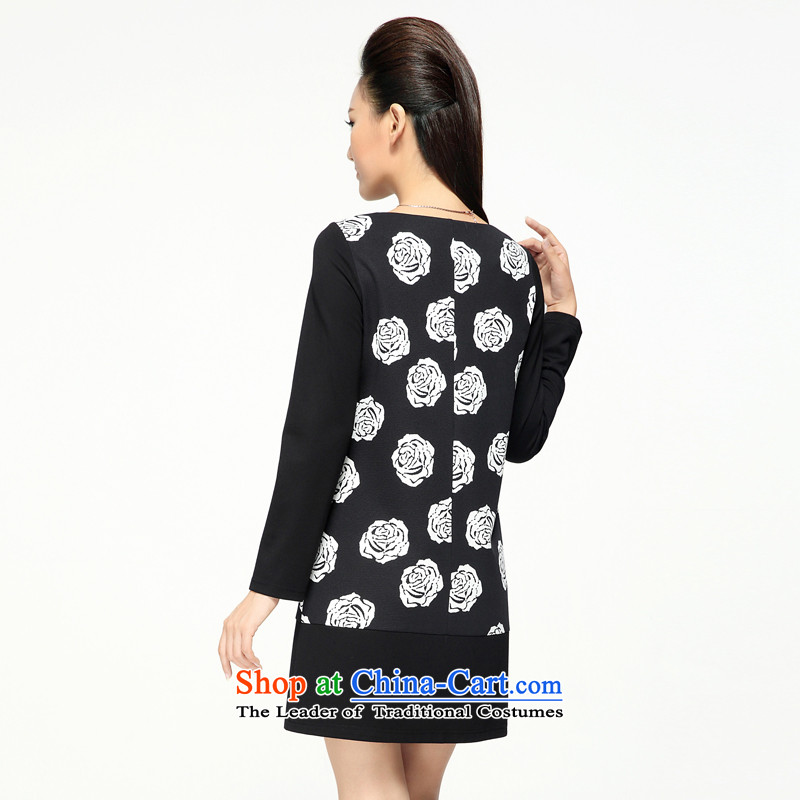 The former Yugoslavia Migdal Code women 2015 Autumn replacing thick mm floral zipper dresses 43366 3XL, black and white slim Mak , , , shopping on the Internet