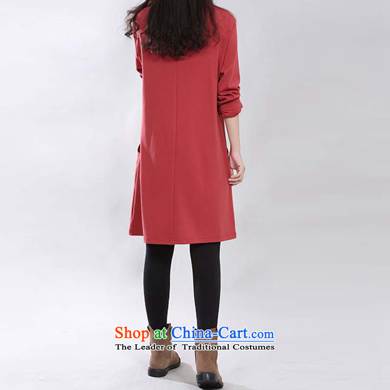 The first autumn 2015 Hon Albert Jinghan new Korean version of thin large female high-collar long-sleeved thick MM leisure relaxd temperament dresses female red XXL, purple han , , , shopping on the Internet