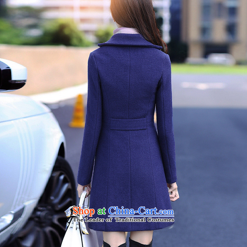 The Institute made the 2015 New Women's jacket coat Korean female hair? Edition long lapel a woolen coats women MN2021? Navy S, flute, diro) , , , shopping on the Internet