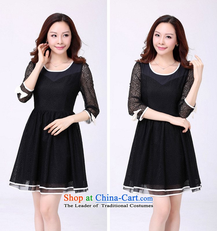 The Constitution to increase women's code 2015 Spring New lace in cuff video thin thick mm Foutune of Korean sexy beauty elegant ladies black skirt suits 120-135 2XL catty picture, prices, brand platters! The elections are supplied in the national character of distribution, so action, buy now enjoy more preferential! As soon as possible.