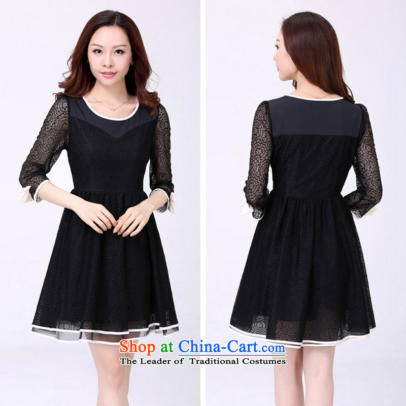 The Constitution to increase women's code 2015 Spring New lace in cuff video thin thick mm Foutune of Korean sexy beauty elegant ladies black skirt suits 2XL 120-135, Constitution Yi shopping on the Internet has been pressed.