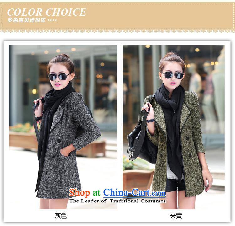Michelle Gellar of 2014 women in long Sau San simple and refreshing leisure wild double-gross new jacket coat? Fall/Winter Collections female? The coat gray M picture, prices, brand platters! The elections are supplied in the national character of distribution, so action, buy now enjoy more preferential! As soon as possible.