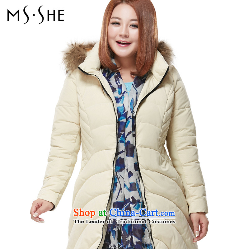 Msshe xl women 2015 new winter clothing hat MM thick hair for long coats thick 7115 m White5XL