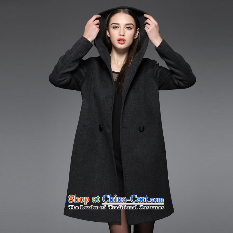 The Goring Dan counters genuine Western cashmere overcoat smart casual female HOODIE RD012 Black Gray XXL/110, Golin Kasdan, , , , shopping on the Internet