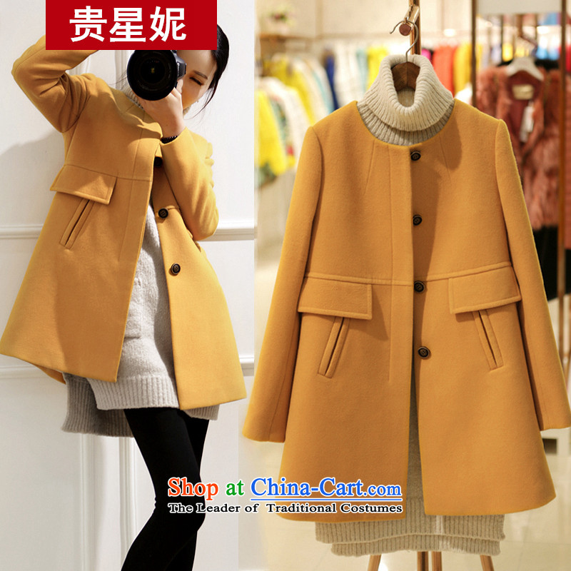 The Star Ni 2015 Fall/Winter Collections new Korean citizenry elegant a wool coat in the long graphics thin hair so Sau San jacket female yellow , L, The Star Ni , , , shopping on the Internet