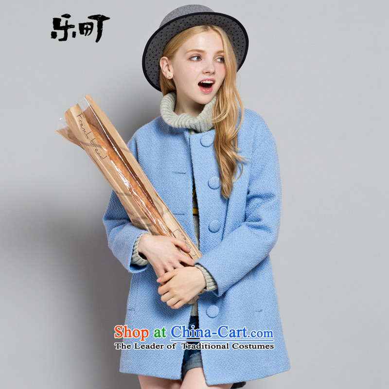 Lok-machi 2015 winter clothing new date of female crude temperament coats CWAA44147? Blue M