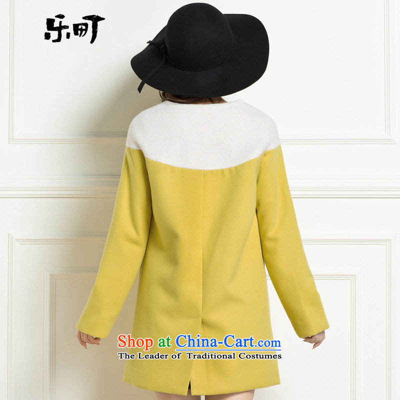 Lok-machi 2015 winter clothing new date of female crescent edge stitching CWAA44163 coats , L, Lok-machi yellow , , , shopping on the Internet