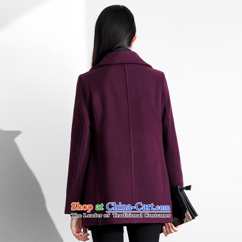 (amii minimalist- 2015 new products reverse collar double-plug-bag long wool a wool coat 11440694 XL,AMII,,, Purple Shopping on the Internet