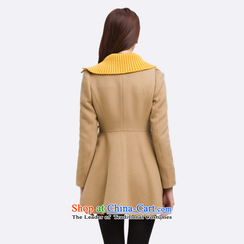 3 Color asymmetric lapel Classic double-British wind long wool coat female light coffee? L/165/88A, three color , , , shopping on the Internet