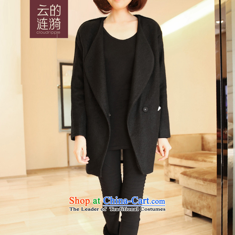 The ripple Cloud Original 2015 winter spring new Korean version of Sau San wool gross overcoats female Jane? Fuser BlackXL