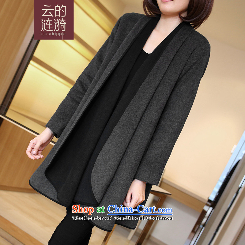 The ripple Cloud Original 2015 winter new cashmere Sau San long-sleeved a wool coat in the long hair? female artists of gray jacket M cloud the ripple (cloudripple) , , , shopping on the Internet