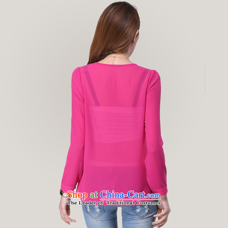 So clearly to xl female thick mm load new doll fall for video thin Korean thick long-sleeved shirt with sister chiffon with 61.52 rose of staff (smeilovly 2XL,) , , , shopping on the Internet